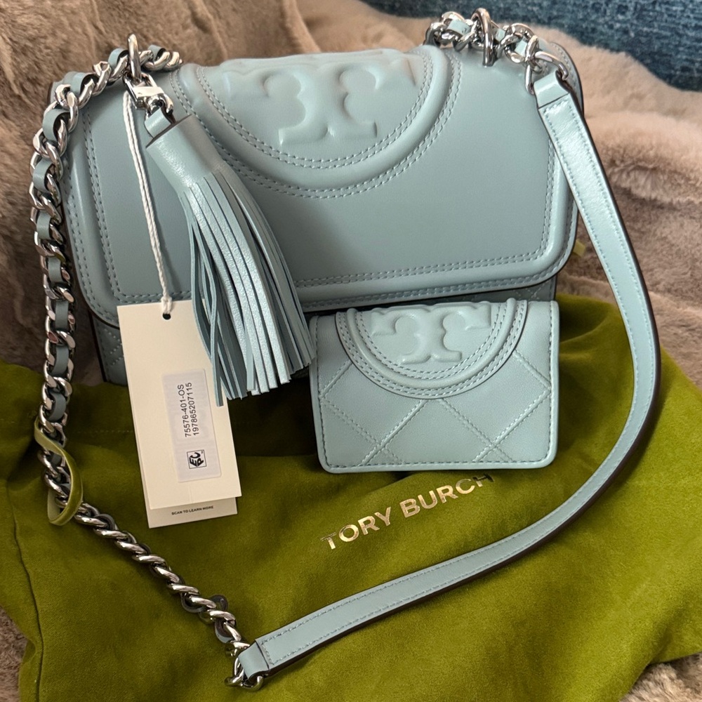Tory Burch Fleming Small Blue Crossbody
